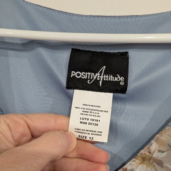 Positive Attitude Layered Floral Short Sleeve Dress Light Blue Size 12 - Picture 3 of 4